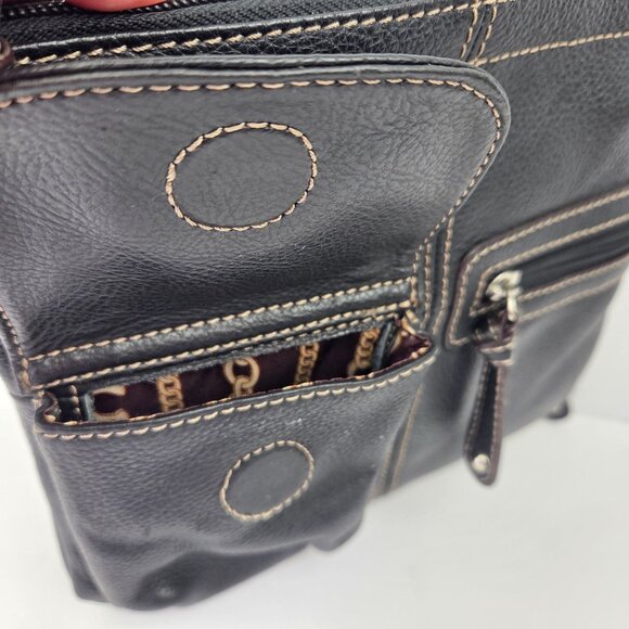 Tignanello Black Pebbled Leather Crossbody Bag With Multiple Pockets - Picture 6 of 16